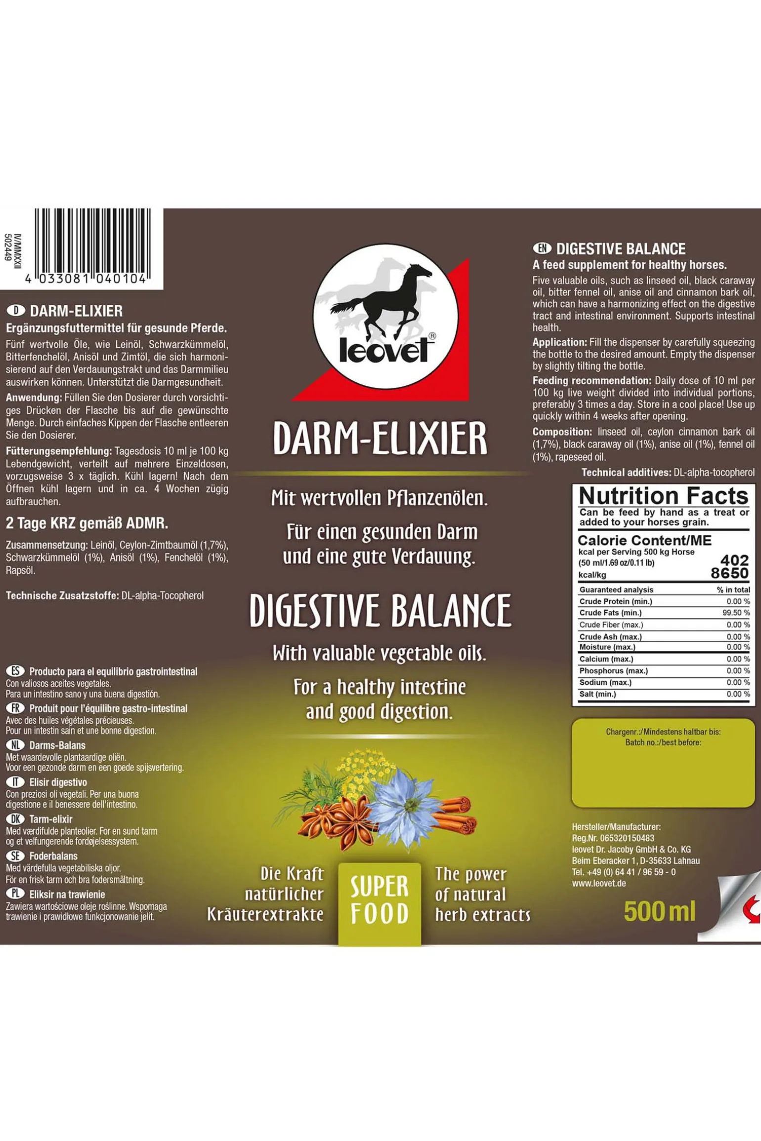 Leovet Digestive Balance Gastro Syrup, 500Ml