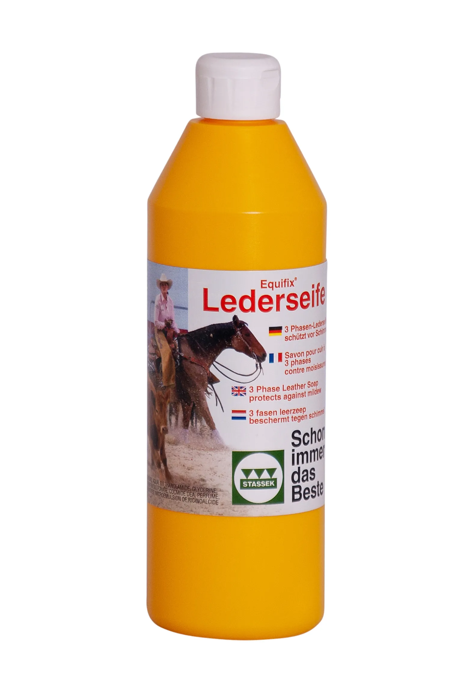 Stassek Equifix 3-Tehoinen Nahkasaippua, 500 Ml